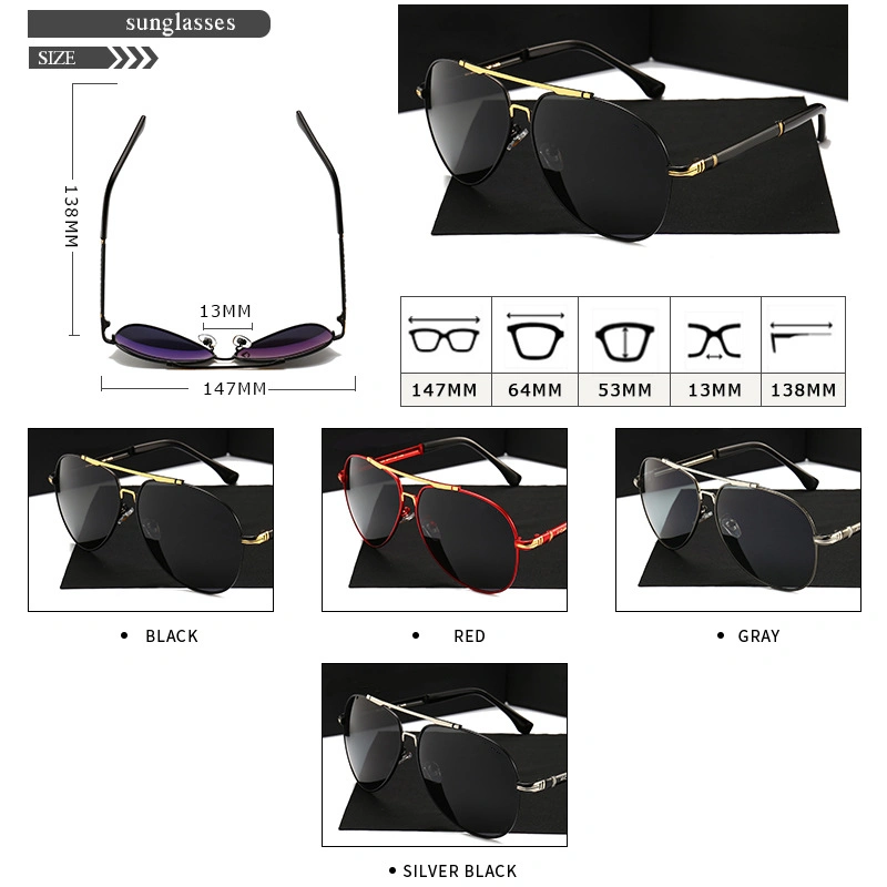 Wholesale High Quality Custom Logo UV400 Night Driving Bridge Sport Metal Frame 2023 Brand Men Fashion Sunglasses